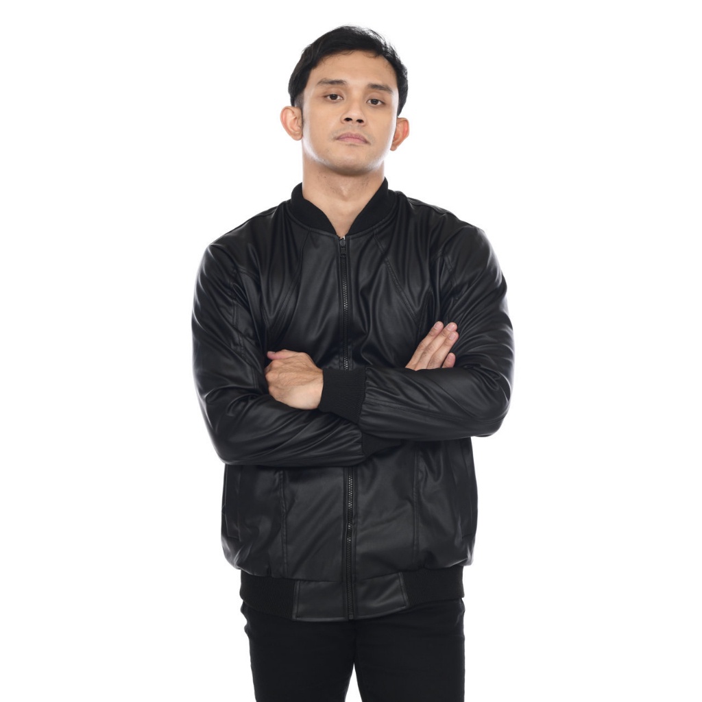 Dhozen Jaket Bomber Leather Kulit Sintetis A460