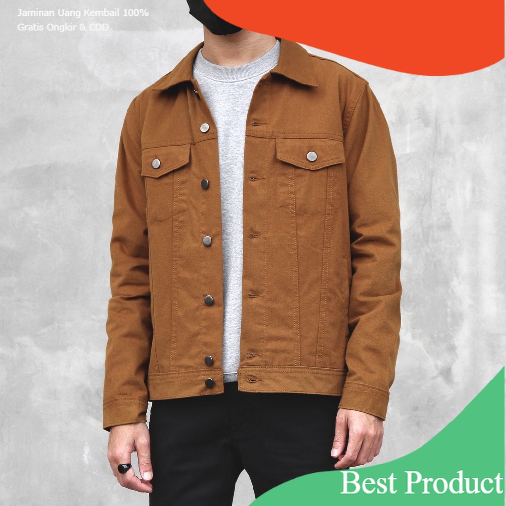 Arthur Canvas Suede Trucker Jacket Caramel Brown [ Jaket Trucker Pria ]/Sweet