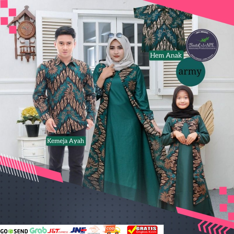 MOTIF BATIK BATU TERMURAH TERPOPULER /COUPLE FAMILY TOYOBO HIJAU TUA HIJAU BOTOL ARMY GREEN BOTLE SE