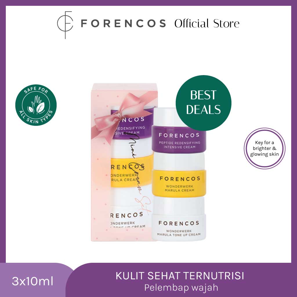 Forencos Mini Cream Set ( 3 pcs x 10g) - Moisturising Marula Cream + Anti Ageing Peptide Cream + Ton