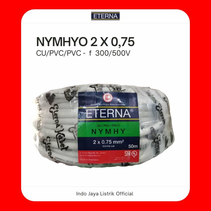 ETERNA - NYMHYO 2 X 0,75 X 50 METER/KABEL ETERNA NYMHYO 2 X 0,75 X 50 METER KABEL SERABUT