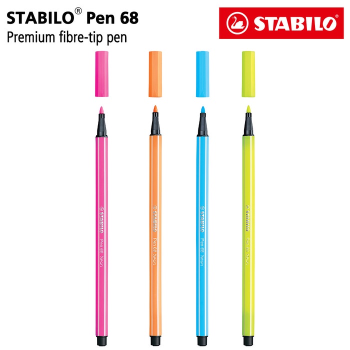 

[New] STABILO SET 4 - Pen 68 NEON / Highlighter Marking Pen / Pink Biru