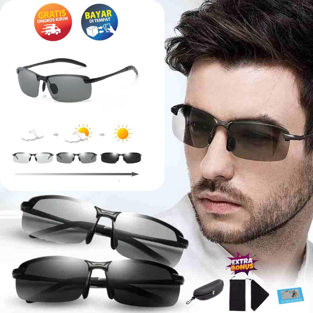 Kacamata Polarized Sunglasses UV400 - Kacamata Pria Wanita Persegi Panjang Frame Lensa