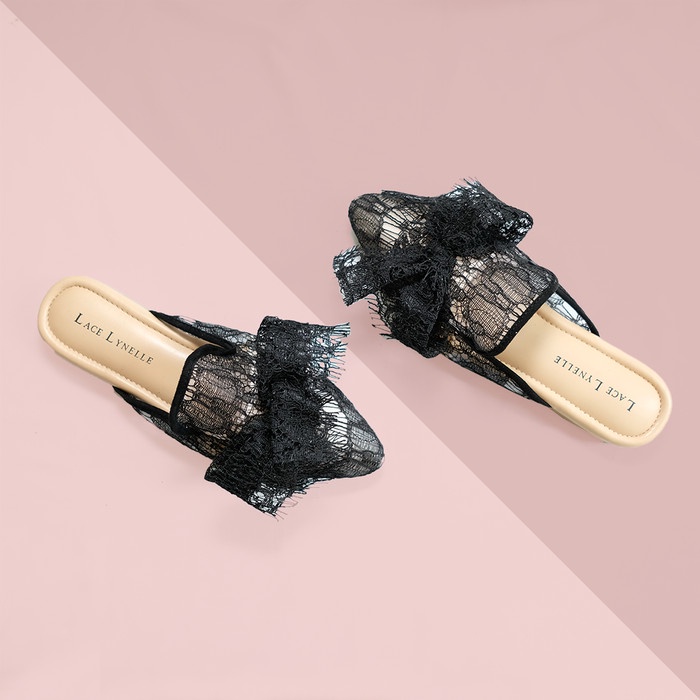 [KIA] LACE LYNELLE MULES JASMINE - BLACK, 35