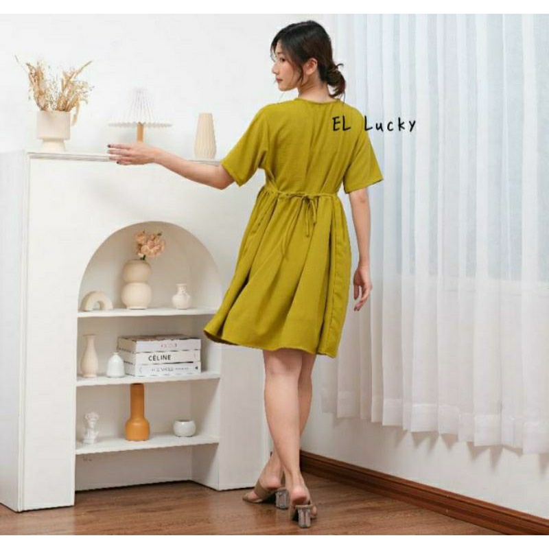 Baju midi dress NATHALIE allsize Crinkle Airflow