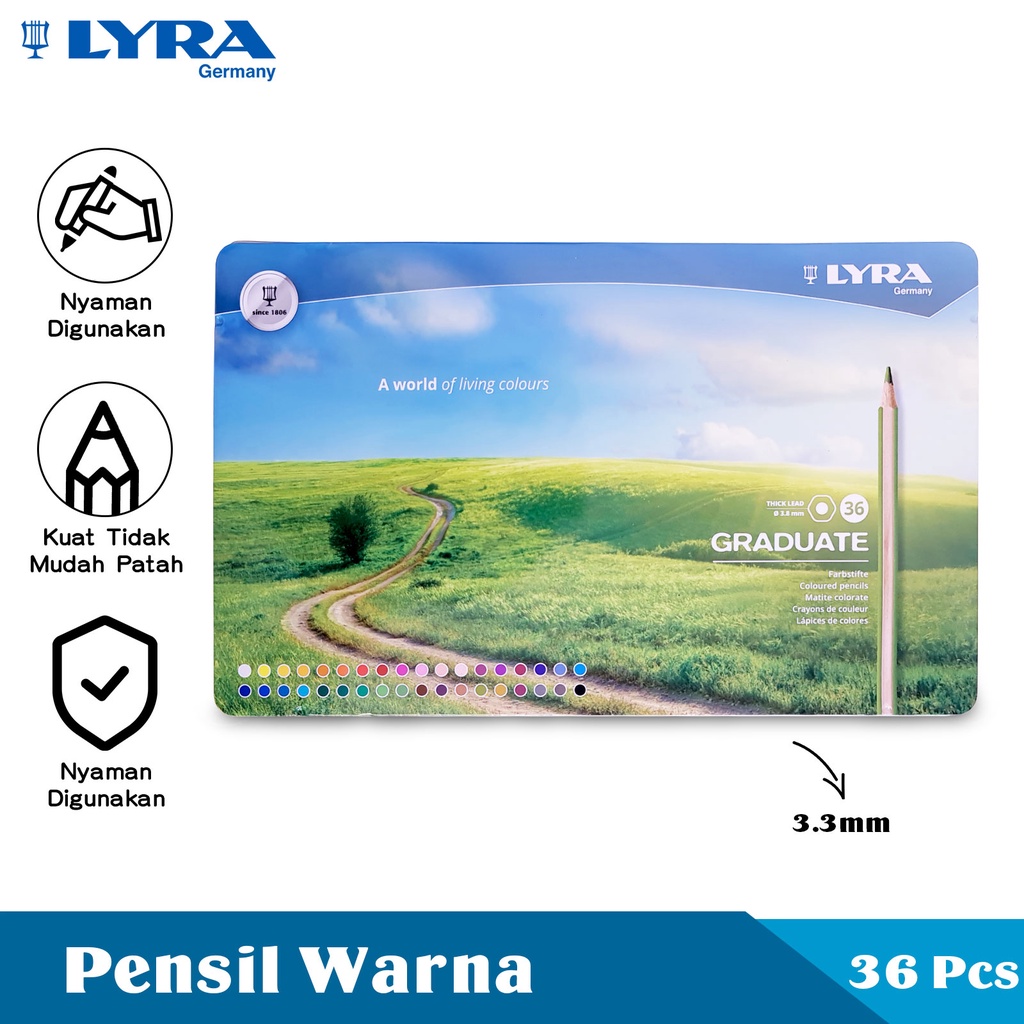

LYRA Graduate MetalBox 3.8mm Pensil Warna Colour Pencil Gambar Berkualitas LYR-2871360
