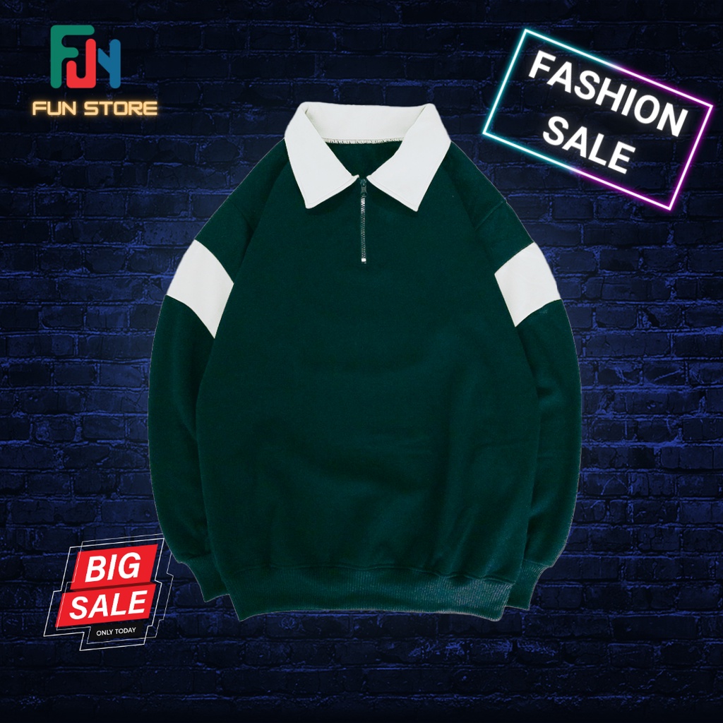 Jaket Sweater Rugby Vintage Halfzip Hijau Putih Crewneck Polos Ukuran S M L XL XXL XXXL XXXL XXXXXL 