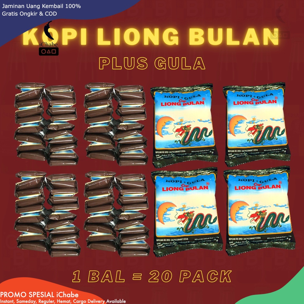 

[BISA COD] DS Kopi Liong Bulan Plus Gula 1 Bal/Dus/Kardus Isi 20 Buah