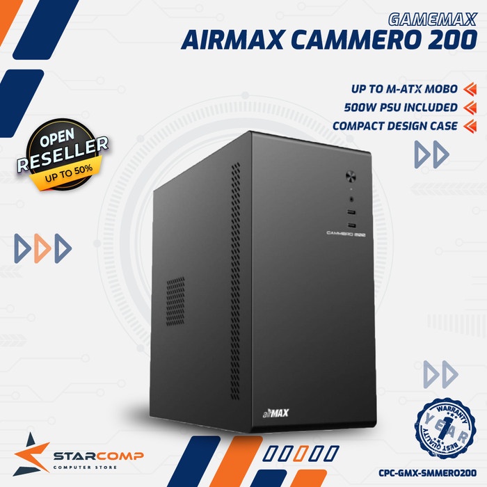 GAMEMAX AIRMAX CAMMERO 200 M-ATX Include PSU 500W Casing PC