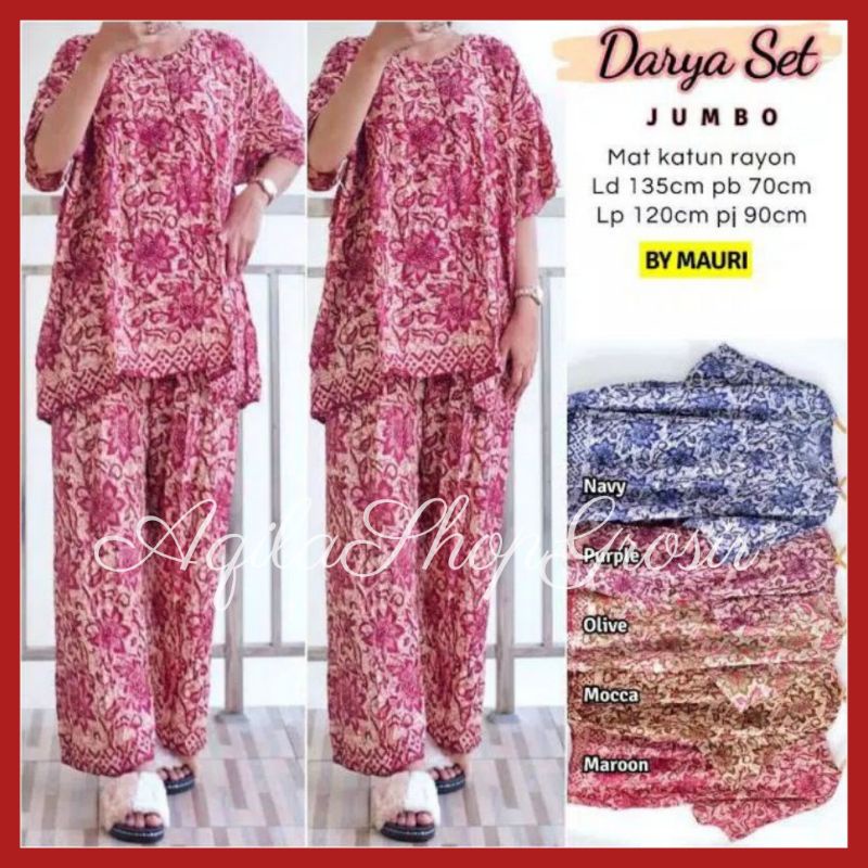 CP JUMBO LATINA Setelan celana kulot panjang jumbo busui batik cantik / baju tidur PIYAMA BATIK