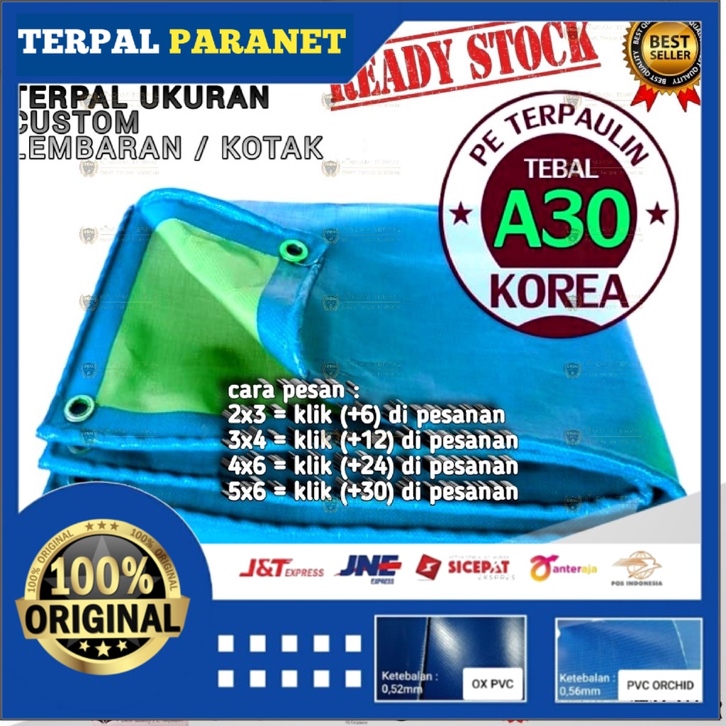 Terpal A30S HEAVY UV Korea Import UKURAN CUSTOM | Terpal Lembaran SUPER AWET
