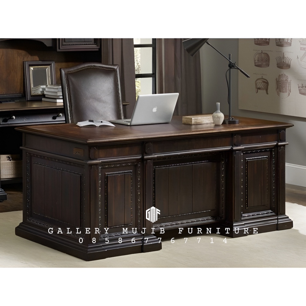 Meja kantor kayu jati minimalis modern meja kerja direktur mewah
