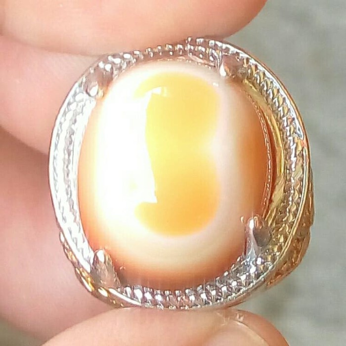 Cincin Batu Akik Sulaiman Motif Warna Gambar Angka 8 Unik Antik