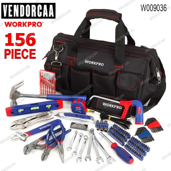 Workpro W009036 156PCS Perkakas Obeng Palu Tang Kunci Meteran Waterpas