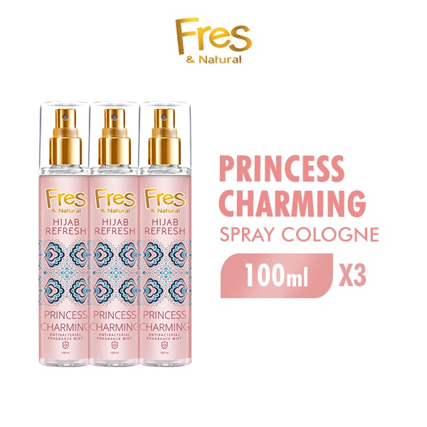 Fres & Natural Spray Cologne Hijab Refresh Princess Charming Botol 100 ml x3