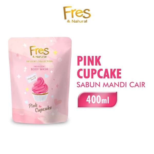 Fres & Natural Sabun Mandi Cair Pink Cupcake Pouch 400 ml x2 - Gambar 2