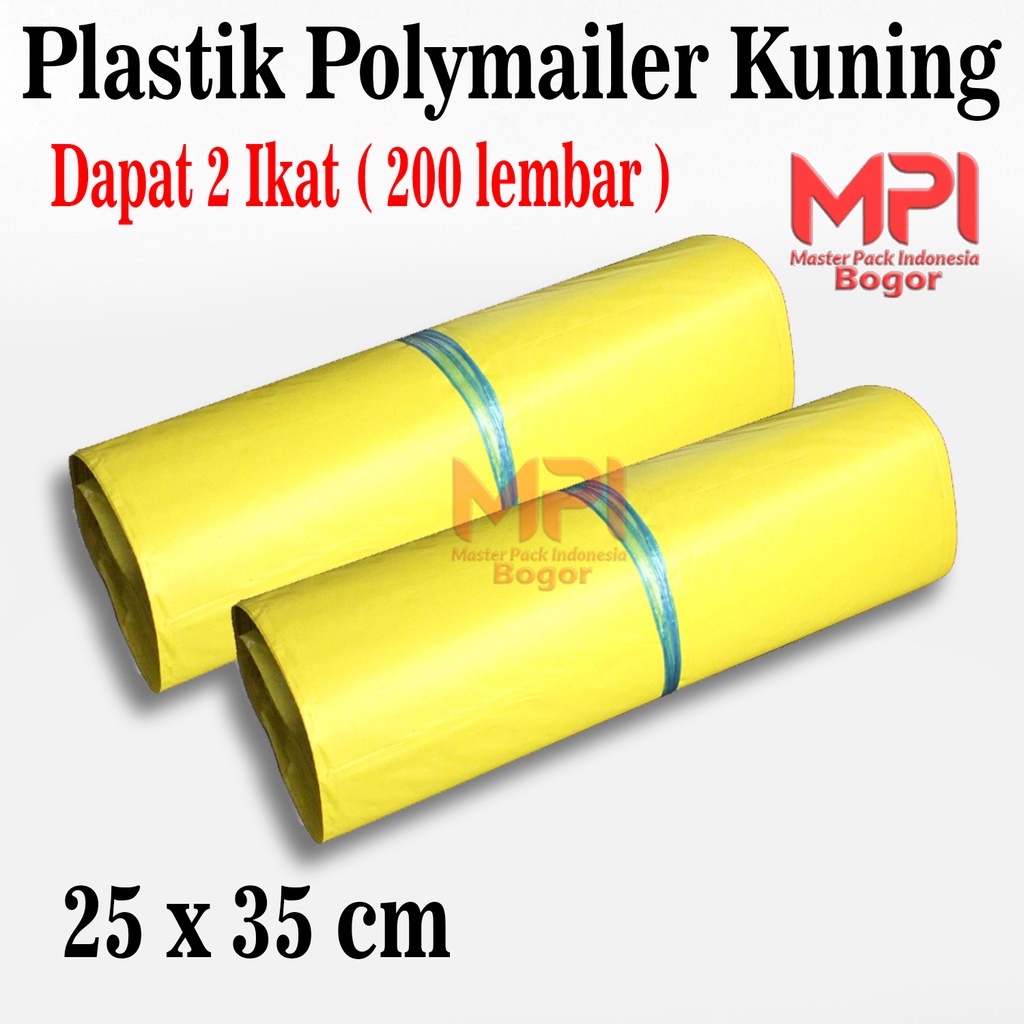 

2 IKAT [ 200 LEMBAR ] Plastik Polymailer Kuning 25 x 35 cm - packaging Kantong Amplop - Master Pack Indonesia Bogor