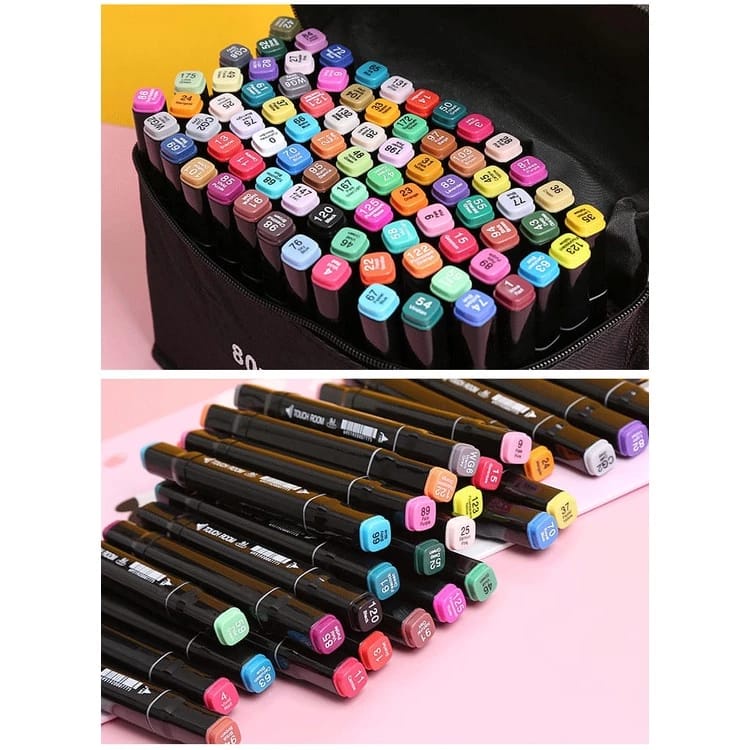 Stabilo Spidol Warna Sketsa Umum Dua Sisi Kepala Tulis Luas dan Halus Pena Pensil Double Headed General Touch Marker Pen Animation Set Markers Dual Side Fine Art Brush Twin Market Set 24pcs, 48pcs, 80pcs All In One Multi Color