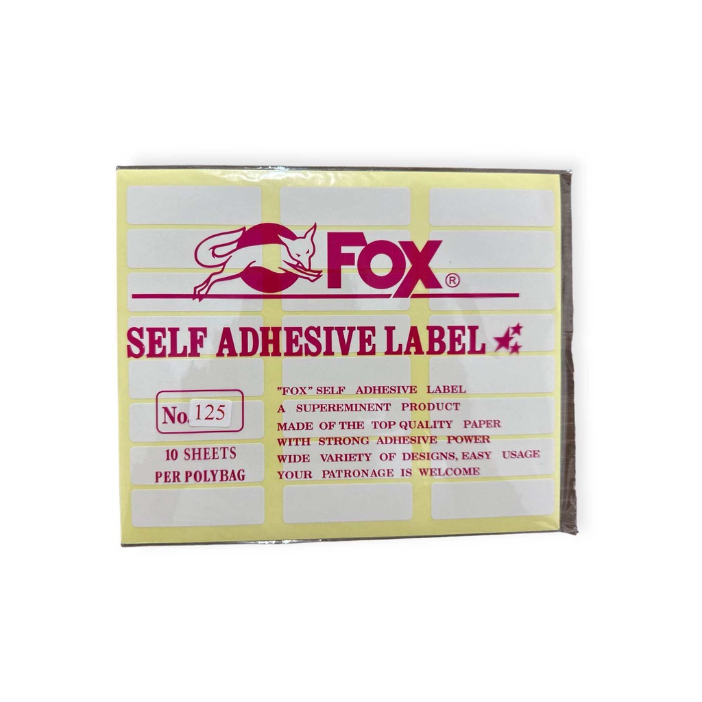

Kertas / Label Stiker Fox No. 125 uk. 17 x 58 mm (Persegi Panjang) [ MS ]