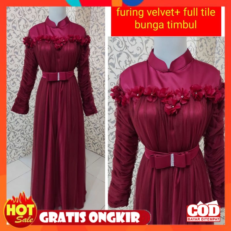 KAIN ADEM HALUS TEBAL / GAUN PRINCES VERSI HIJAB// GAMIS KONDANGAN // GAUN PESTA Gaun maternity