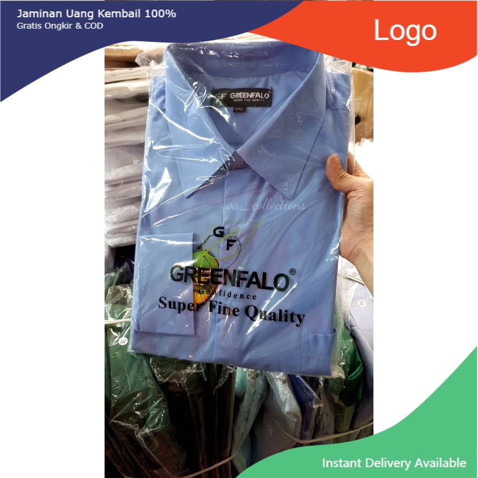 KEMEJA PRIA GREENFALO - KEMEJA POLOS LENGAN PANJANG PRIA DUSTY BLUE/ Murah lebay