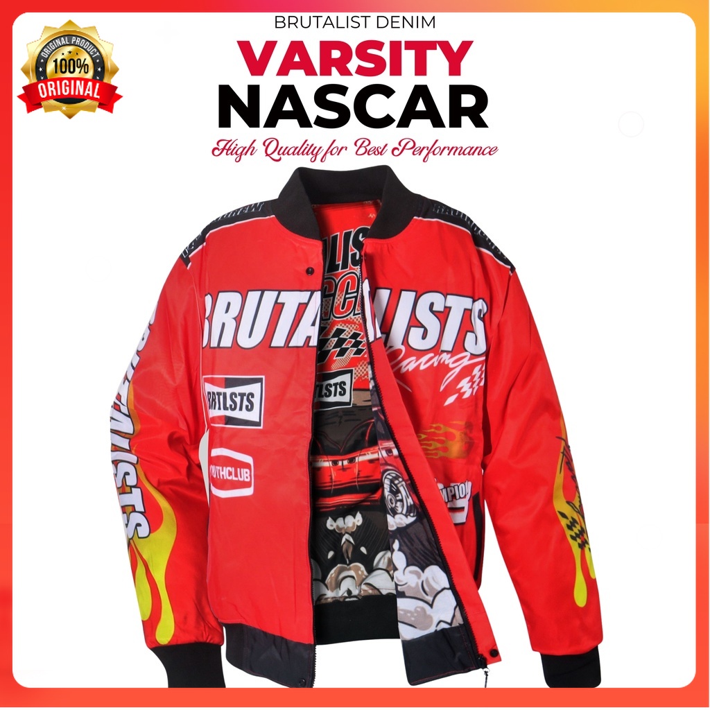 Brutalists-Jaket Nascar Vintage Racing Jacket Varsity Nascar Merah