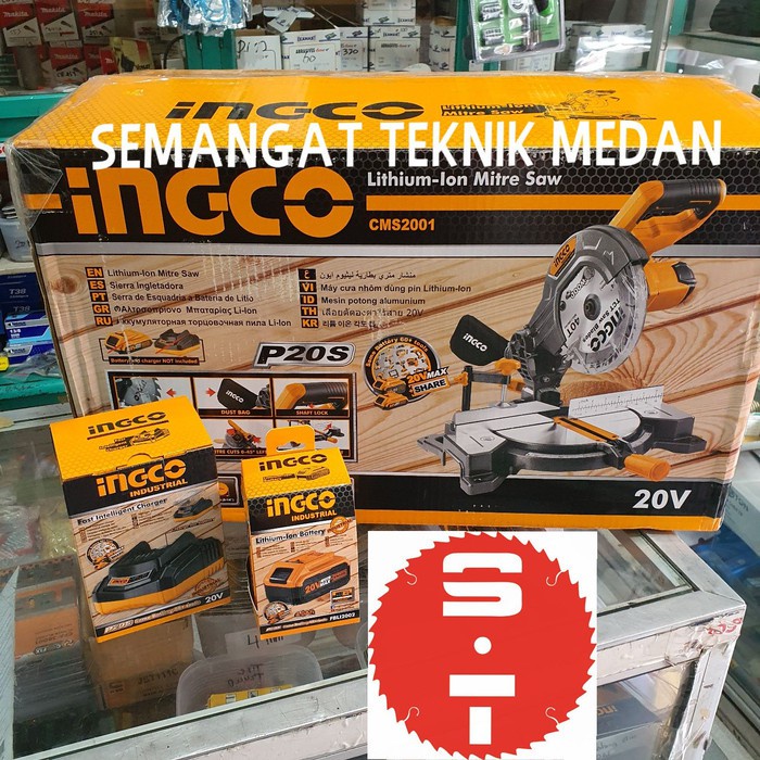 CMS2001 CORDLESS MITER MITRE SAW MITERSAW 8" 20V 4Ah INGCO CMS 2001