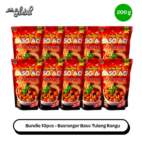 

Bundle 10pcs Basranger Baso Aci Tulang Rangu 200g Makanan Instan Pedas | Siap Saji | Ready to Eat | Rak Sebelah