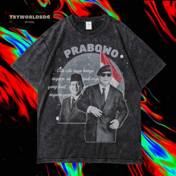 Prabowo Subianto T-Shirt Oversize Stone Wash Vintage Tee Atasan Unisex - S