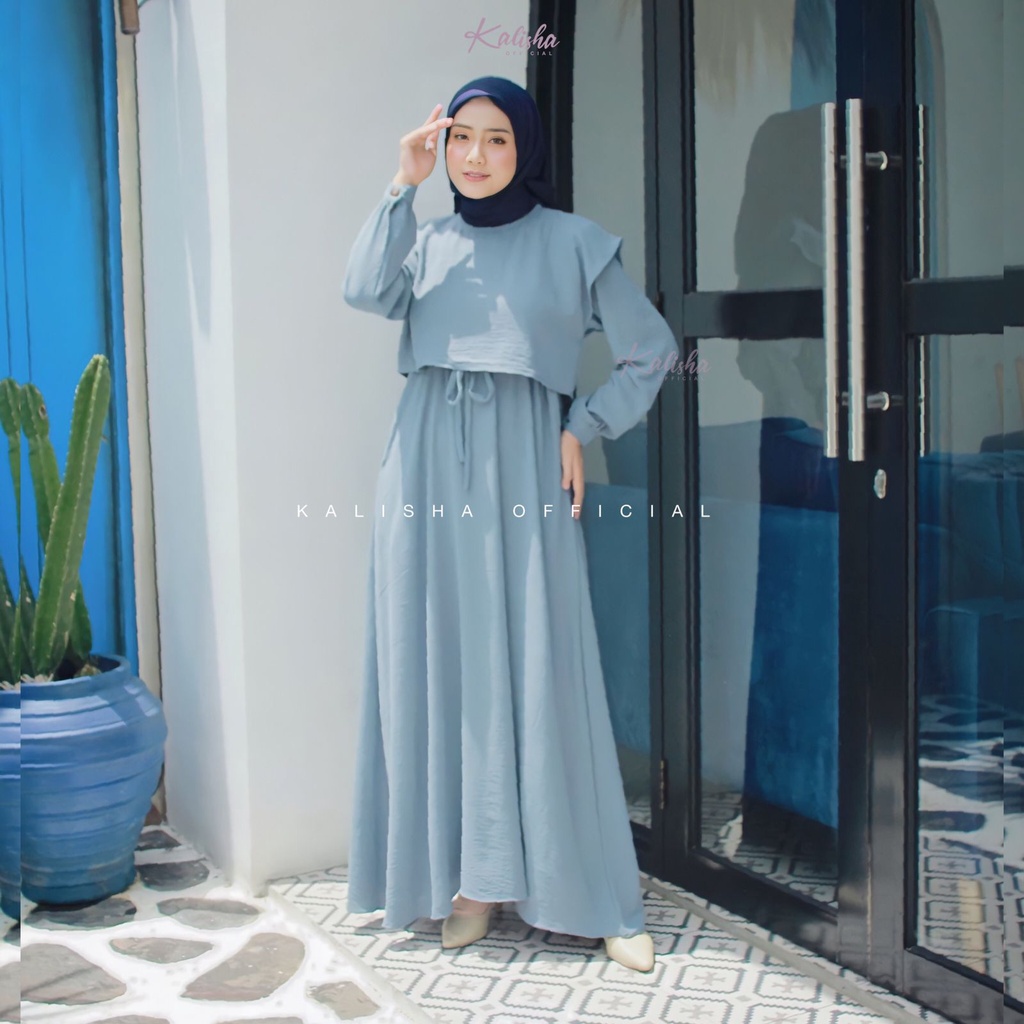 Baju Gamis Wanita Kekinian OOTD Outfit Casual Fashion Remaja Dress Nadira Murah