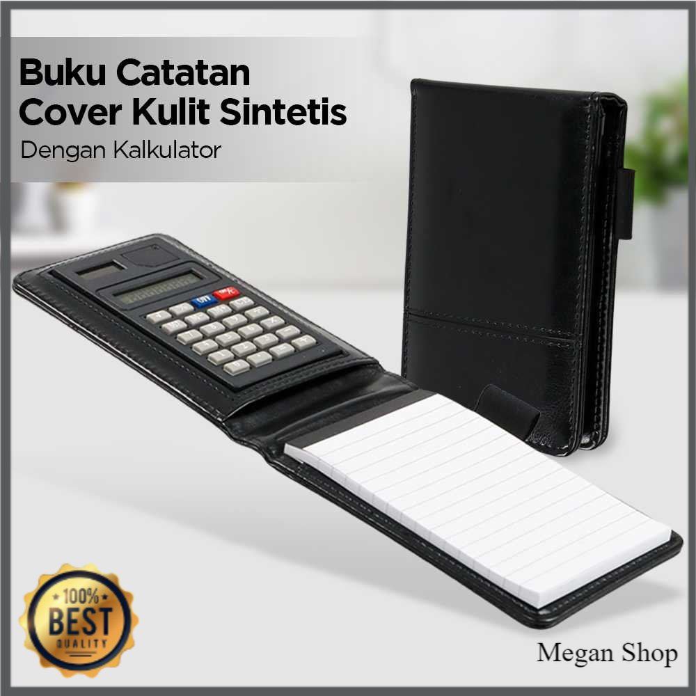 

Buku Catatan Kecil Note Cover Bahan Kulit Sintetis dengan Kalkulator, Kartu dan Binder