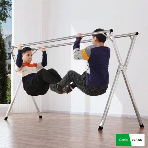 Tempat jemuran Baju Lipat Stainless/ Jemuran Pakaian 240cm/ Tempat Jemuran Baju Anti Karat Kuat Port