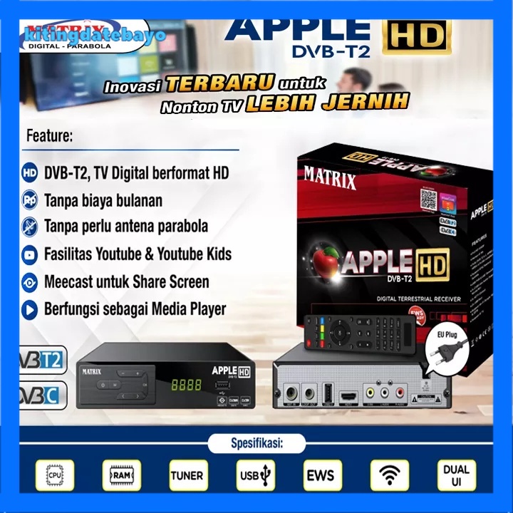 Stb Matrix Tv Digital Dvbt2 Aple Apple Hd Original Asli Ori Aple Set Top Box Dvb-T2 Dvb T2 Dvbt2