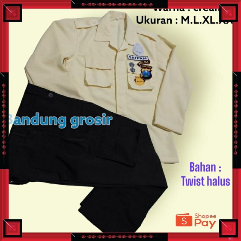 12.12 SERAGAM SALE / SERAGAM PDL SATPAM SECURITY COKLAT DAN CREAM SATPAM BARU bahan twist halus grat