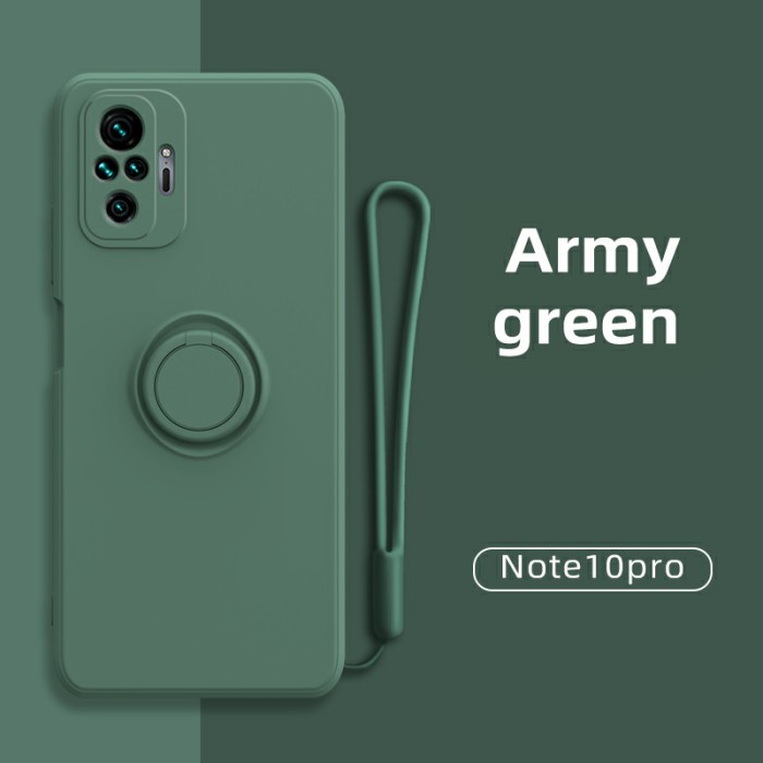 SALE Xiaomi Redmi Note 10 10s / Note 10 Pro Case Silicone with Ring Holder - Army Green, Note 10 Pro