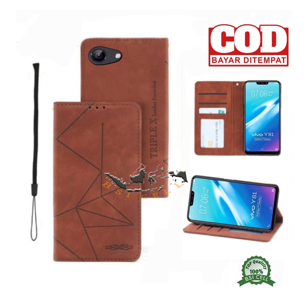 Case Vivo Y81/1812 Y81/1808, Y81/1803, Y81/1808i Sarung Hp Dompet Kulit Flip Cover Magnet Tanpa Kanc