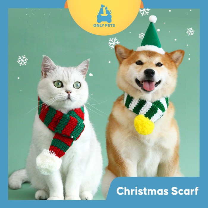 ONLY PETS Christmas Knit Scarf Syal Rajut Anjing Kucing Edisi Natal