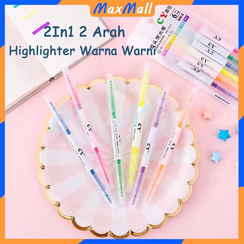

Highlighter Ujung Warna Warni Marker Penanda Buku Spidol Color Pensil Warna Melukis MewarnaiStabilo Panjang 6 Warna 2 Arah
