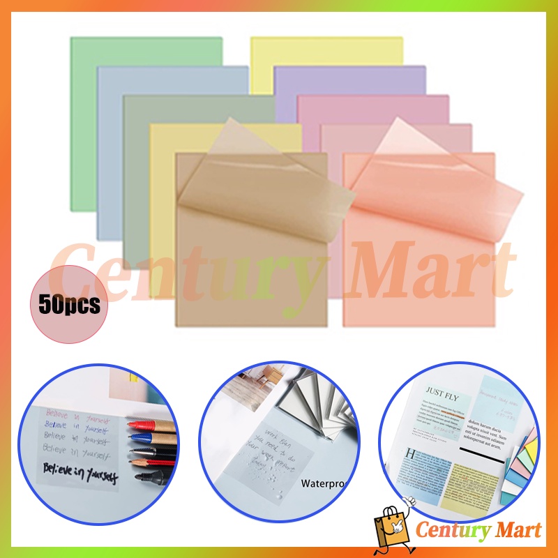 

Transparant Sticky Memo /stiker label post-it transparan/kertas catatan stiker PET/50 Sheets Transparent Notepad