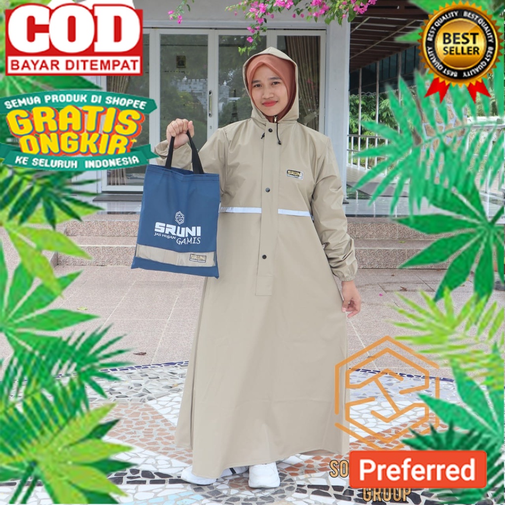 COD JAS HUJAN GAMIS WANITA MUSLIMAH SETELAN SRUNI ORIGINAL ANTI REMBES BAHAN TEBAL KUAT MANTEL PRIA 