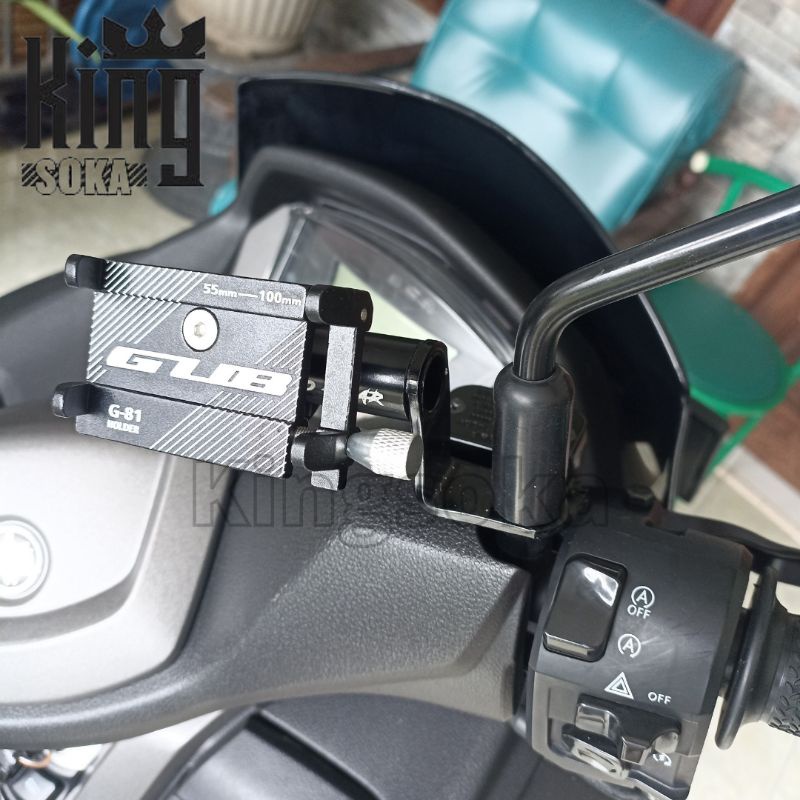 Holder Hape Gps GUB G81 + Bracket Motobar Holder Hp Motor N-Max Aerox Xmax Lexi Vario Beat Scoopy (B