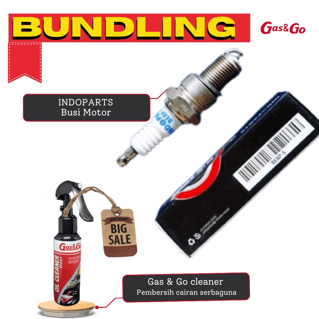 [Bundling] Paket INDOPARTS Busi DE8P-9S Honda Tiger 2000, GL Max & GL Pro WITH Gas & Go Oil Cleaner 