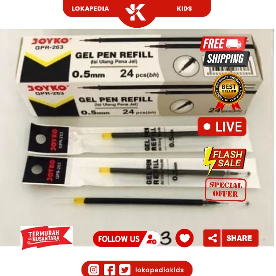 

ISI PEN GEL JOYKO GPR 263 / REFILL PULPEN JOYKO