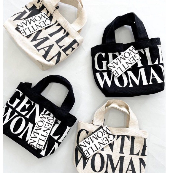 Minzy - Gentle woman Micro Canvas Tote Bag / Mini Totebag Wanita Premium Quality / Tas Viral Bangkok