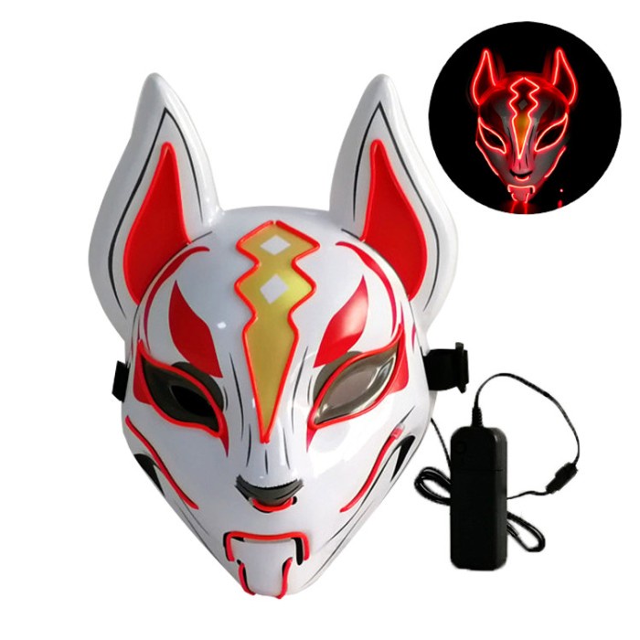 Halloween Mask-Topeng Rubah Anime-Topeng Pencahayaan Rubah - Merah