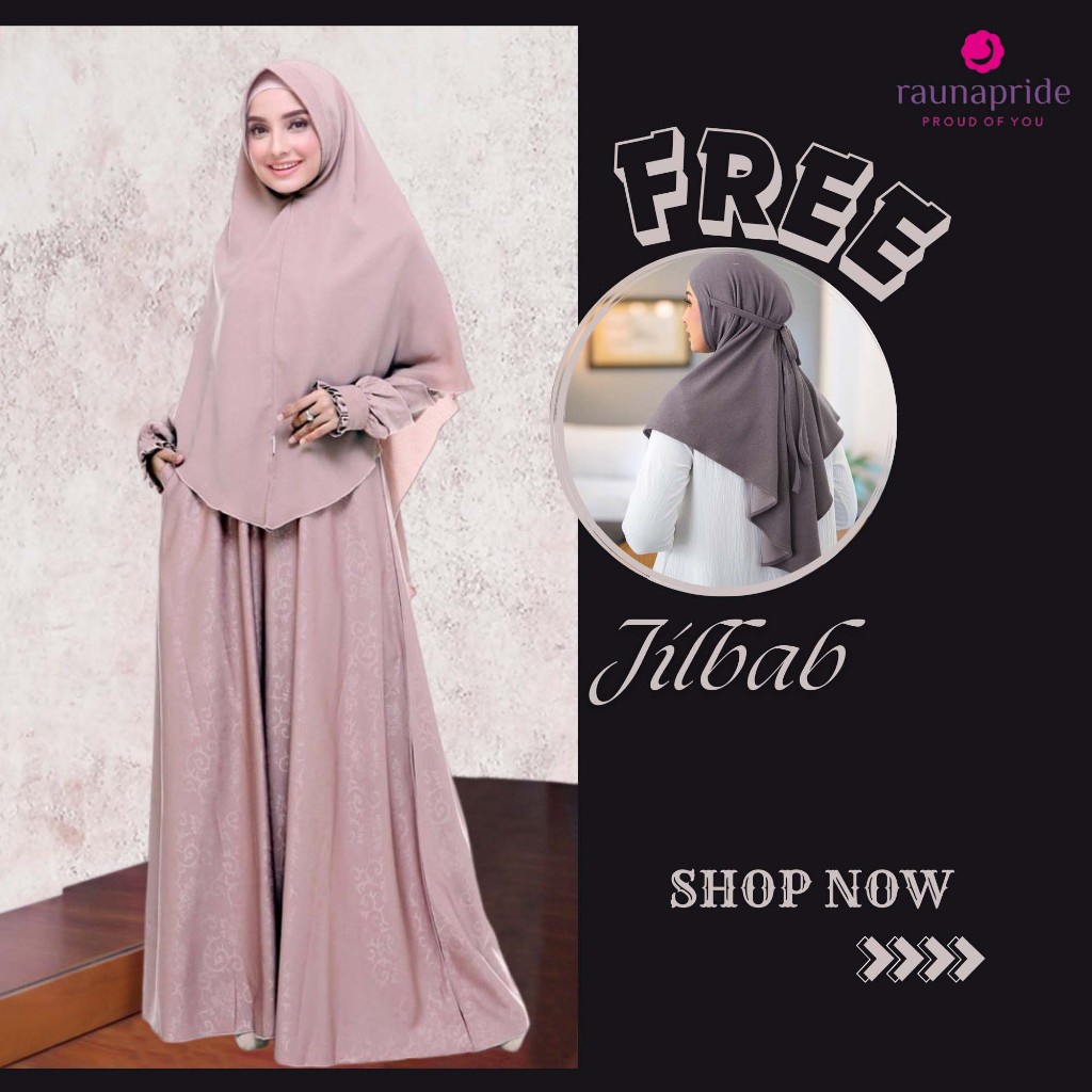 Gamis Wanita Syar'i / Rauna RK-78 Milo / Fashion Muslim / FREE Jilbab Tali