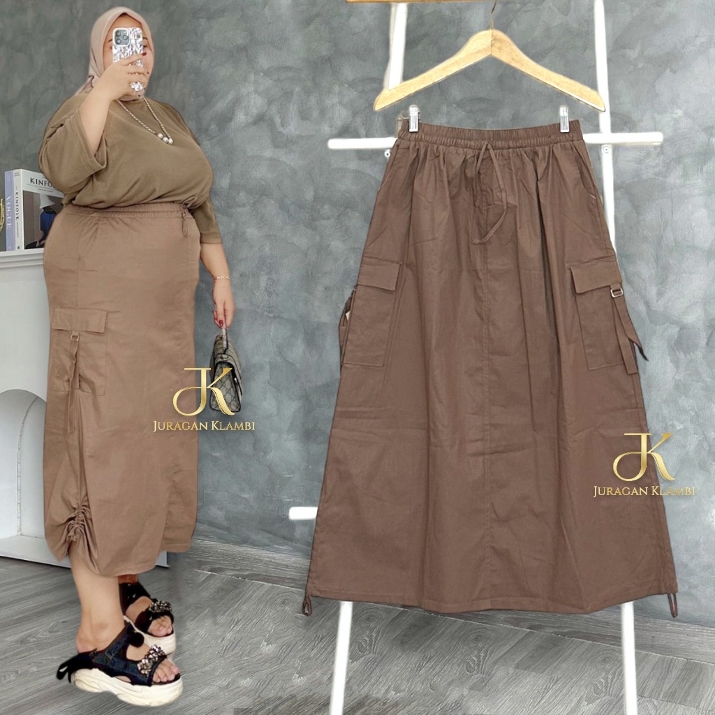 Cargo Skirt Rok Cargo Jumbo Bahan Poplin Free Bros By Juragan Klambi