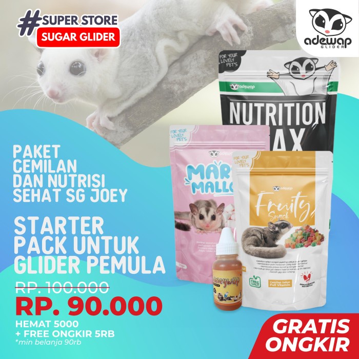 

Paket Makanan Nutrisi dan Camilan Sehat untuk Sugar Glider Joey / Anak
