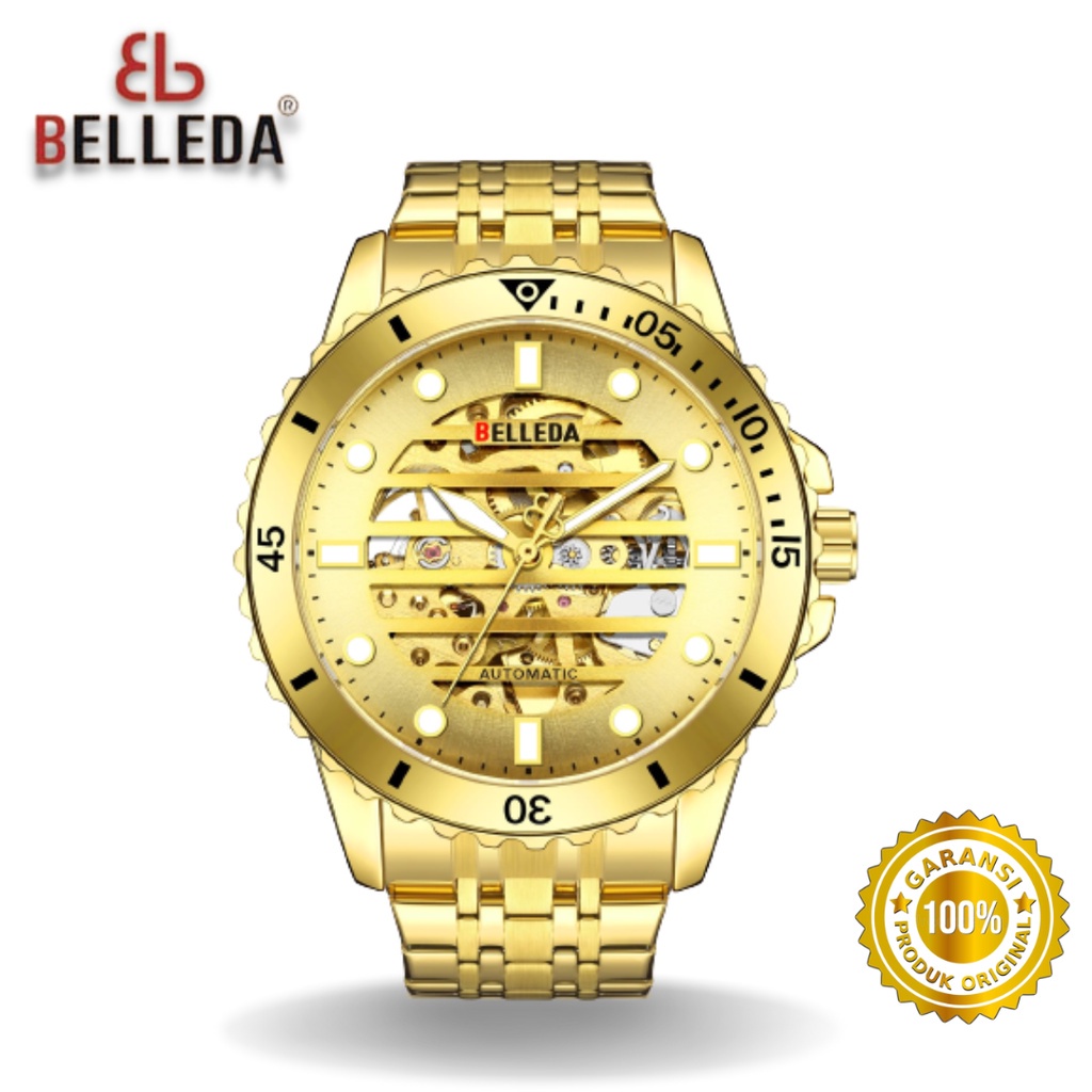 Jam Tangan Pria Belleda 9352-1 Automatic Luxury Stainless Steel Original Anti Air 3Atm