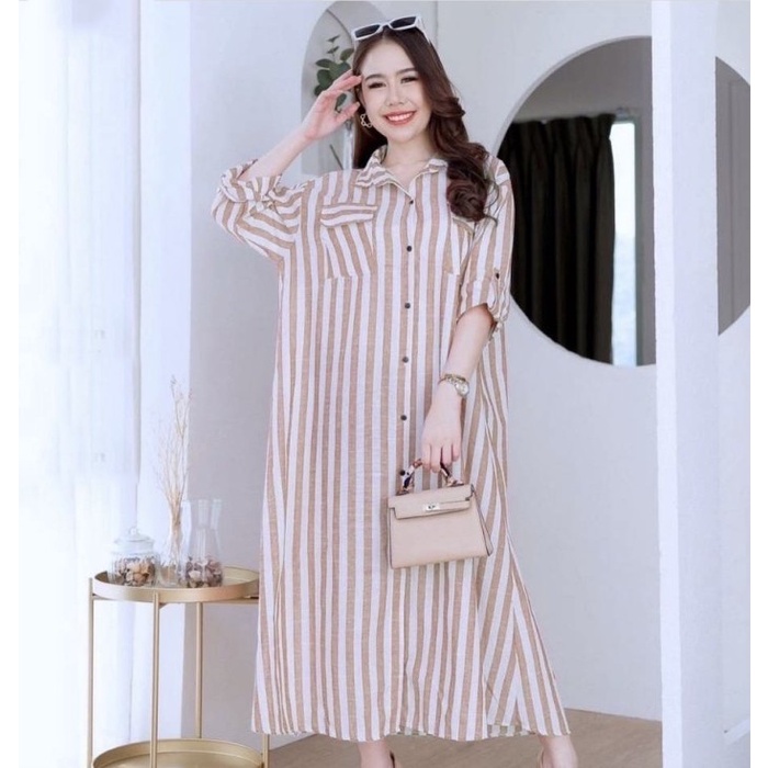 long tunik olin / longtunik salur / tunik jumbo - Biru
